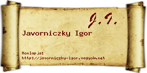 Javorniczky Igor névjegykártya